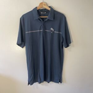Travis Mathew Navy Polo with Stripe and Palm Logo